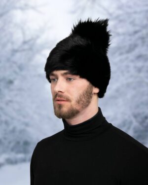 Men's Asian Mink Fur Hat With Fur Pom-Pom