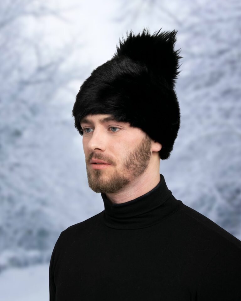 Men's Asian Mink Fur Hat With Fur Pom-Pom