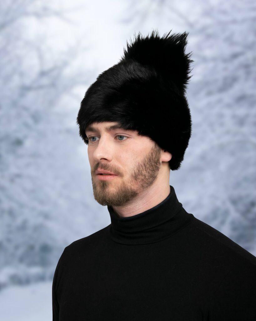Men's Asian Mink Fur Hat With Fur Pom-Pom