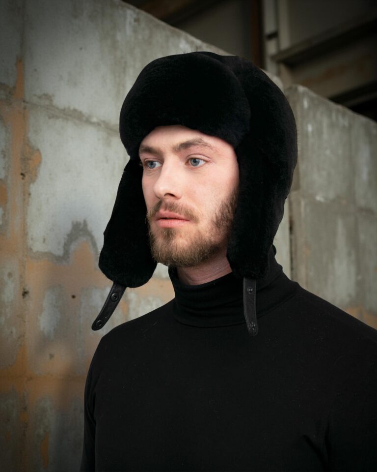 Men's Black Beaver Full Fur Trapper Hat