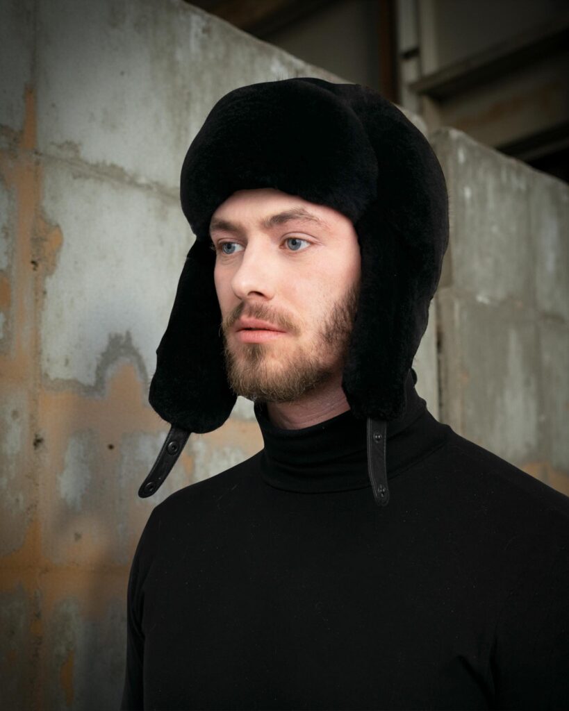 Men's Black Beaver Full Fur Trapper Hat