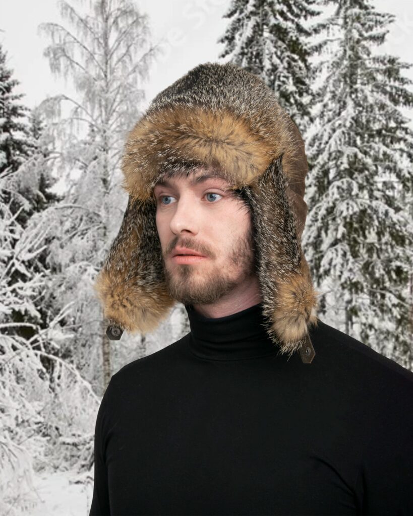Men's Brown Beaver Full Fur Trapper Hat