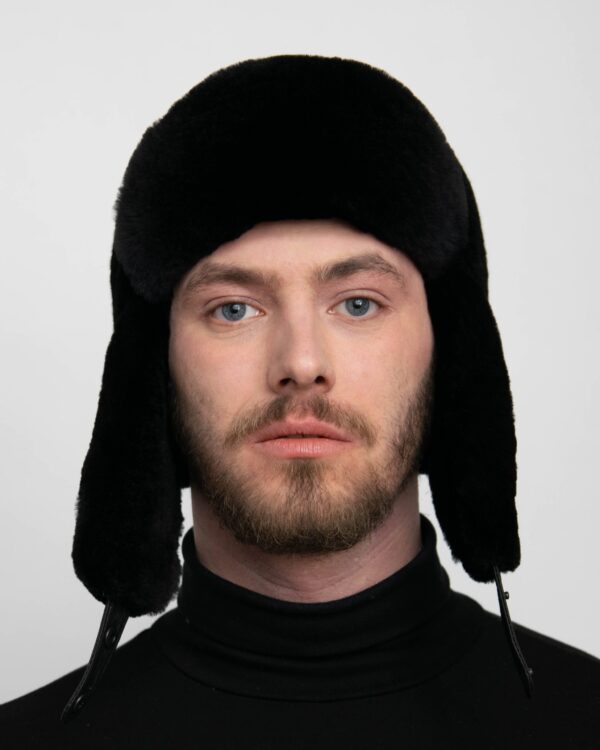 Men's Black Beaver Full Fur Trapper Hat