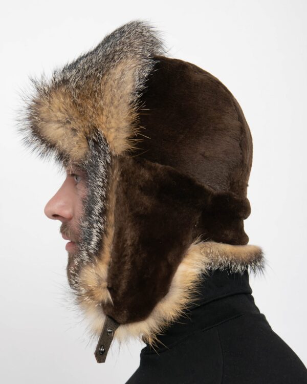 Men's Brown Beaver Full Fur Trapper Hat