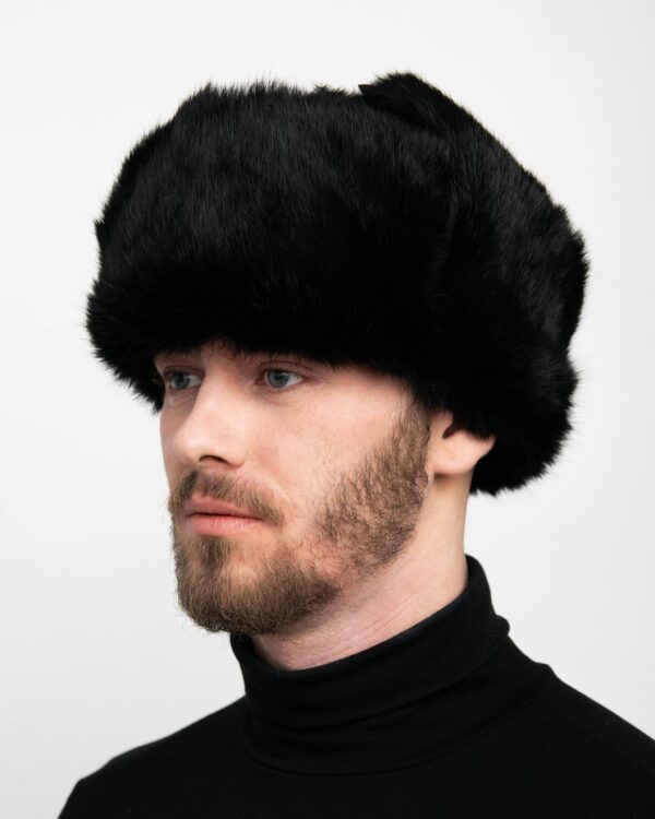 Men's Black Rabbit Full Fur Ushanka Hat
