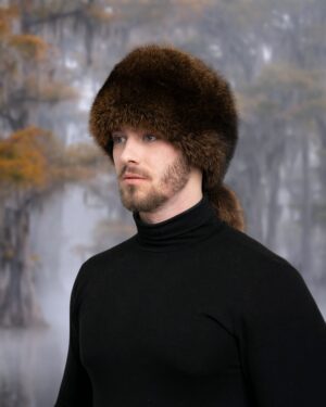 Men's 'Davy Crockett' Hat Raccoon Fur with Detachable Tail
